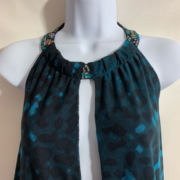Rampage black turquoise halter top size Small - Picture 2 of 7